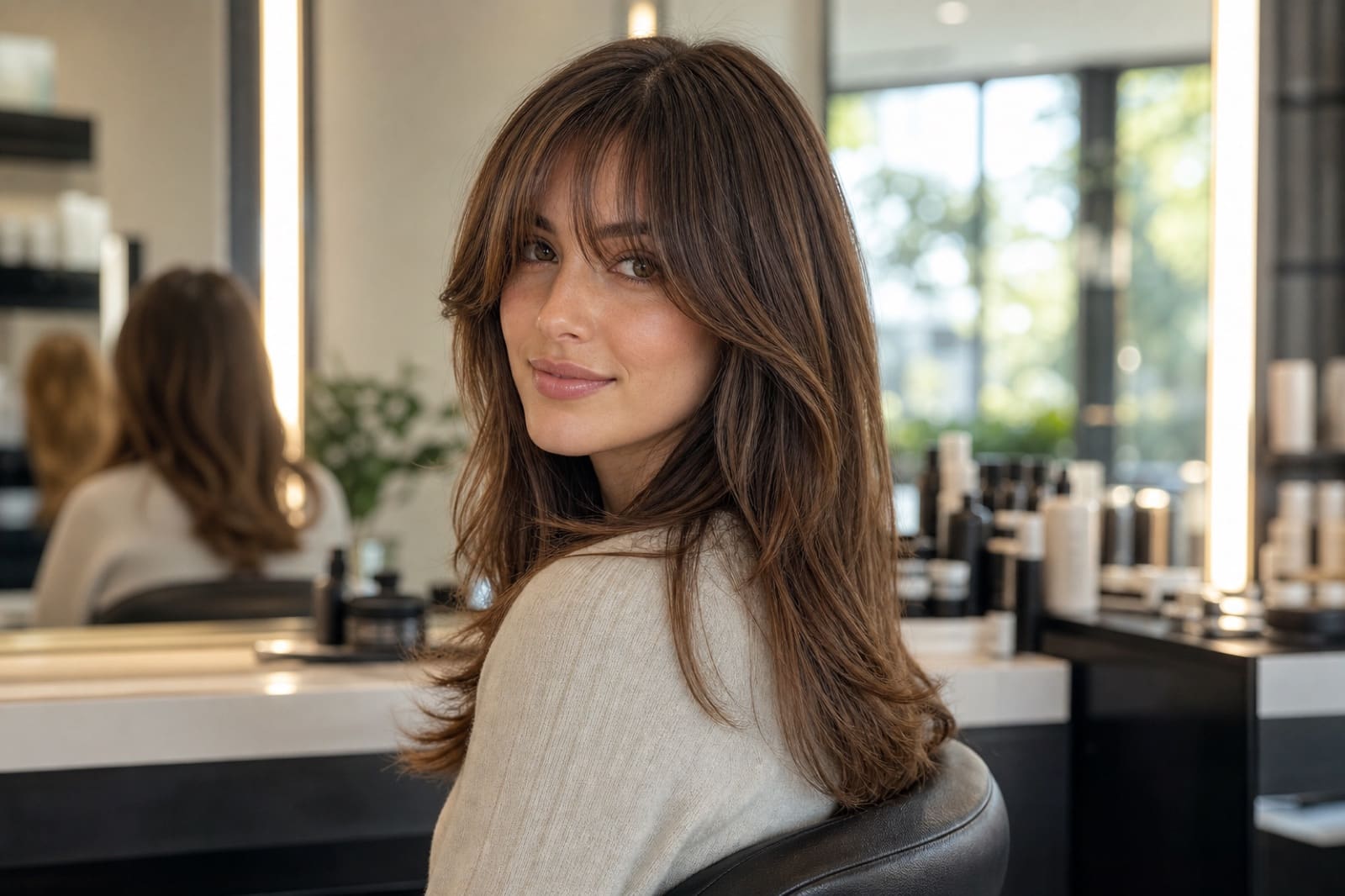 Bangs preview preset with soft curtain fringe
