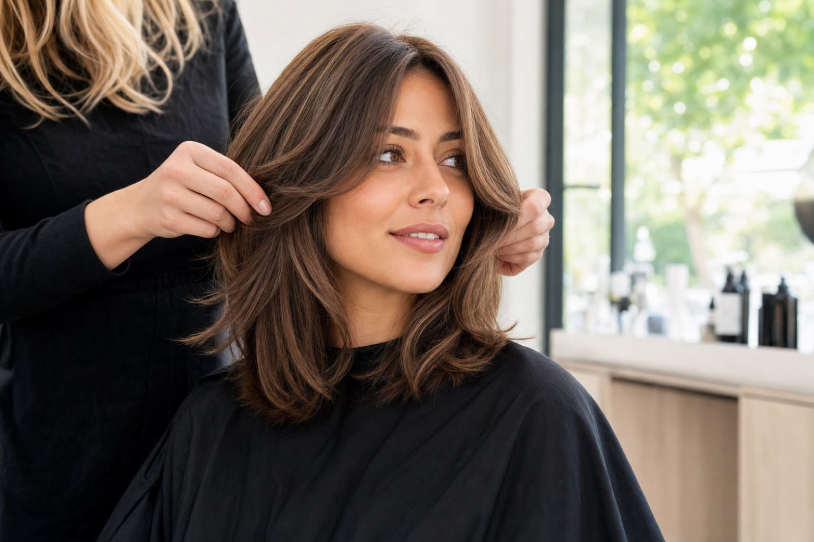 Medium haircut preview preset with face framing layers